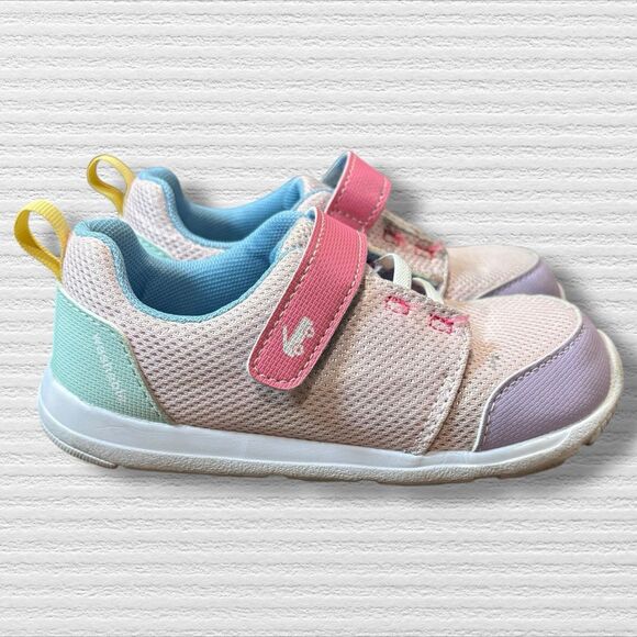 See Kai Run Basics Sneakers Size 11 Pastel Pink Purple Mint Mesh Hook & Loop - Picture 1 of 9